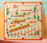 Wooden Magnetic Maze Board Educational Marble Puzzle Game
