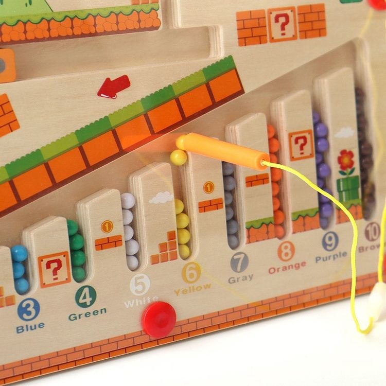 Wooden Magnetic Maze Board Educational Marble Puzzle Game